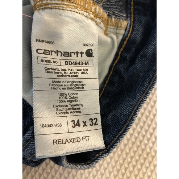 Carhartt Jeans Men 32x28 Blue Denim Rugged Flex Relaxed Fit Workwear Tag 34x32 - Picture 8 of 8